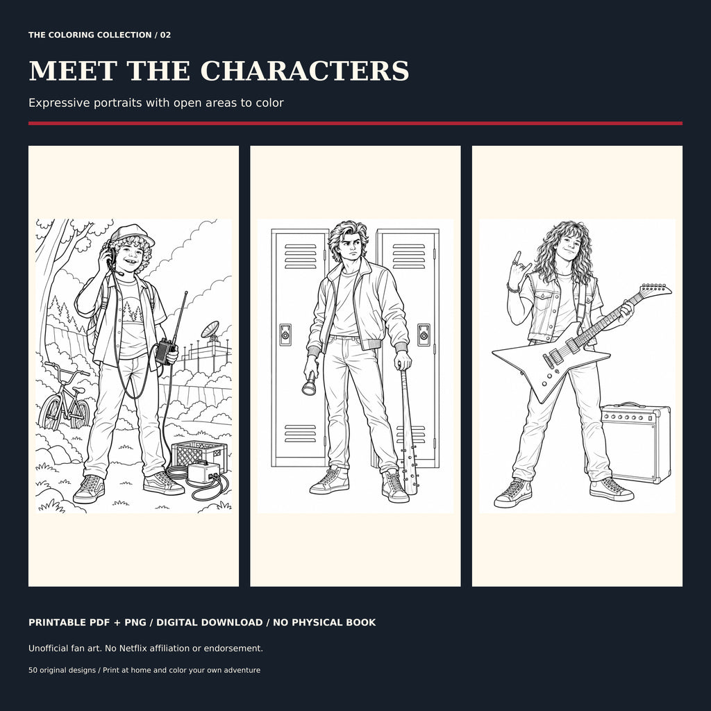 Beyond Hawkins: Stranger Things Coloring Book – 50 Printable Pages
