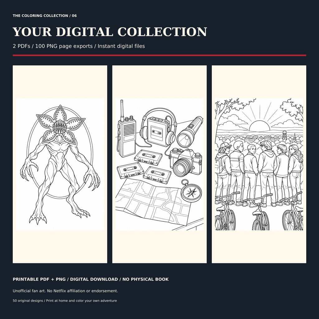 Beyond Hawkins: Stranger Things Coloring Book – 50 Printable Pages