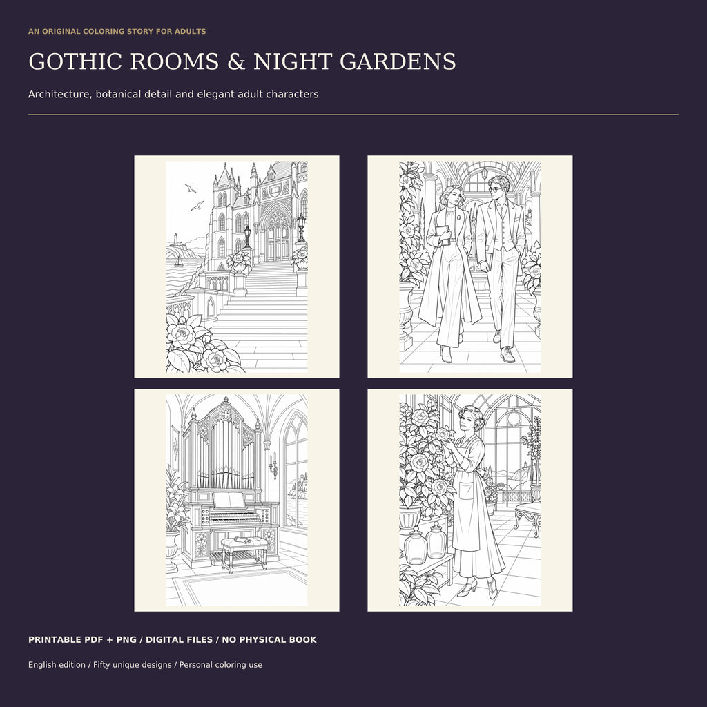 The Thirteenth Bell: A Gothic Mystery Coloring Book