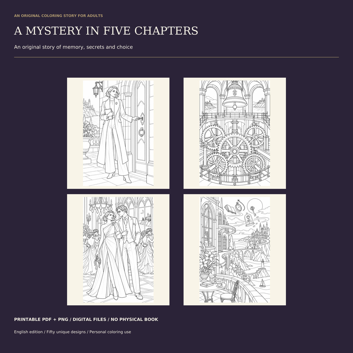 The Thirteenth Bell: A Gothic Mystery Coloring Book